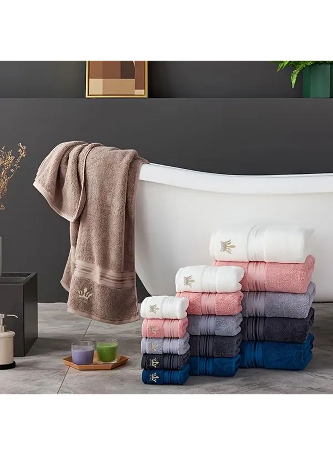 Pink 6pcs Cotton Towel Set With Crown Embroidery For Bath Hand And Square - Image 2